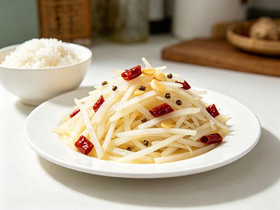 酸辣土豆丝炒法：清脆爽口，酸辣开胃